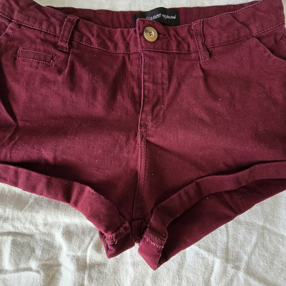 Burgandy Red Cuffed Micro Shorts Size S - Picture 4 of 14